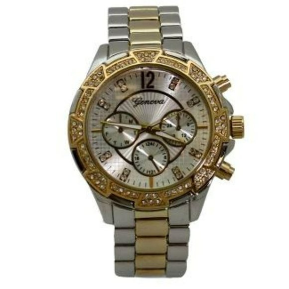 OLIVIA PRATT FANCY RHINESTONE 3-DIAL METAL WATCH - Picture 1 of 2